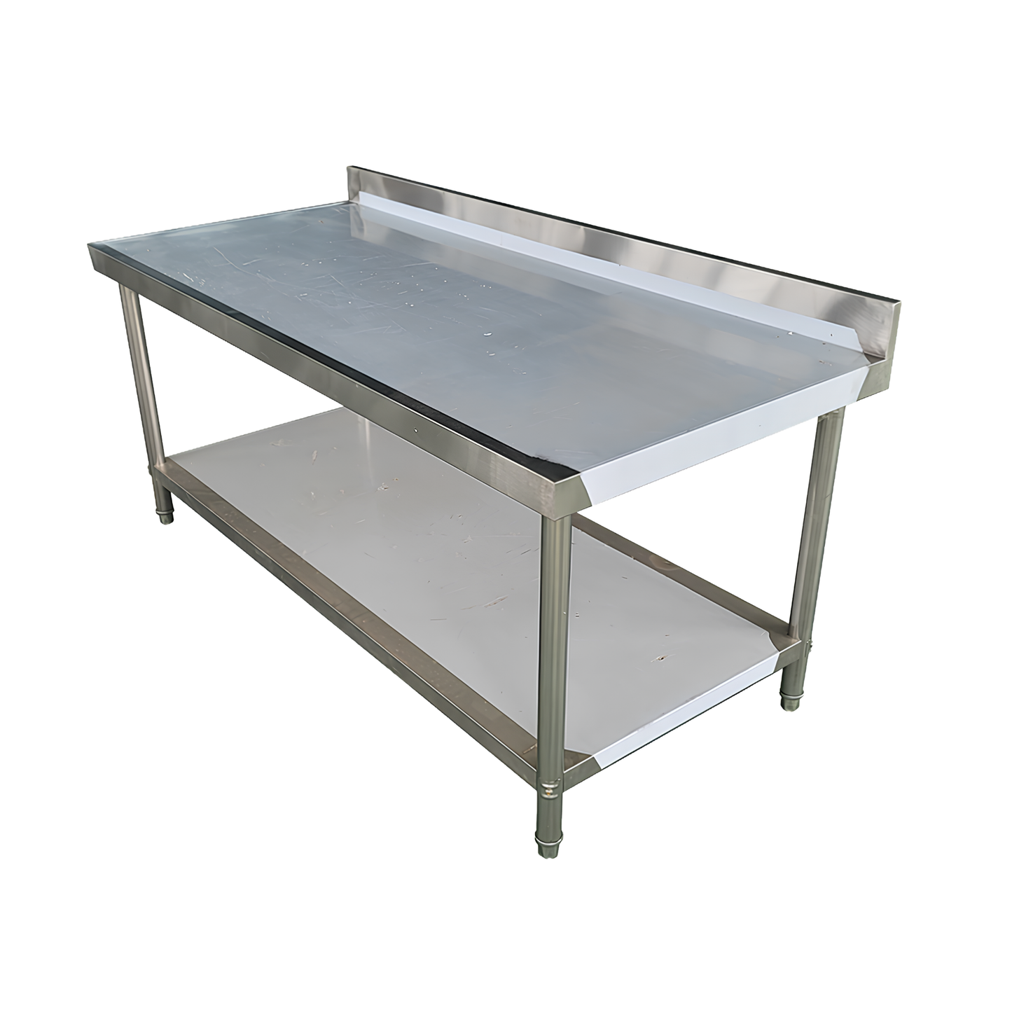 Table de travail Inox Professionnelle avec Dosseret et Étagère Basse 100 x70 x 85 cm(+ dosseret de 10 cm)