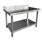 Table de travail Inox Professionnelle avec Dosseret et Étagère Basse 100 x70 x 85 cm(+ dosseret de 10 cm)