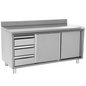 Meuble Bas Inox Professionnel avec Tiroirs et Portes Battantes 150 cm