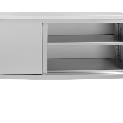 Armoire Haute Suspendue en Inox avec Portes Coulissantes 120 CM