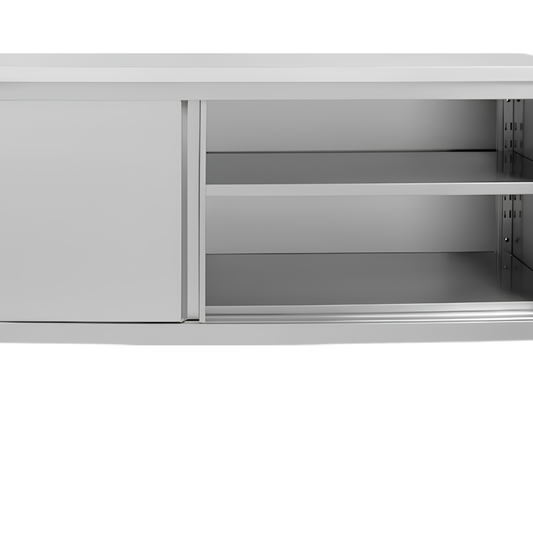 Armoire Haute Suspendue en Inox avec Portes Coulissantes 100 cm