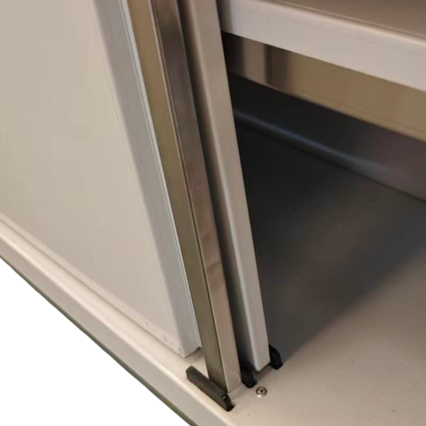 Armoire Haute Suspendue en Inox avec Portes Coulissantes 120 CM