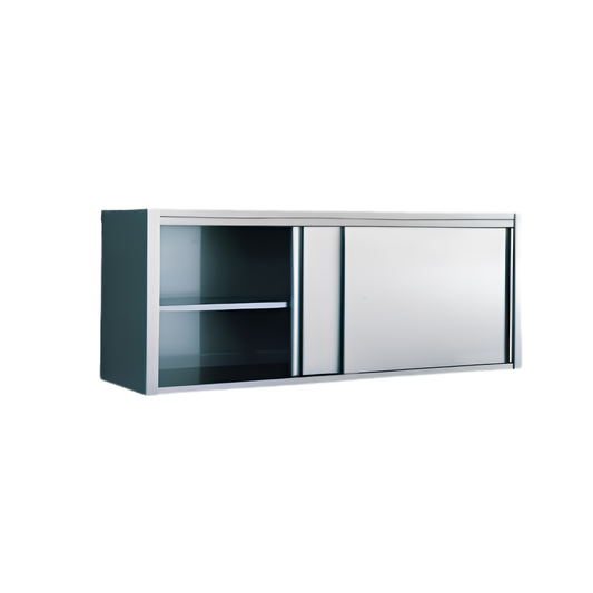 Armoire Haute Suspendue en Inox avec Portes Coulissantes 120 CM