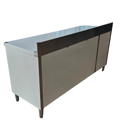 Meuble Bas Inox Professionnel avec Tiroirs et Portes Battantes 150 cm