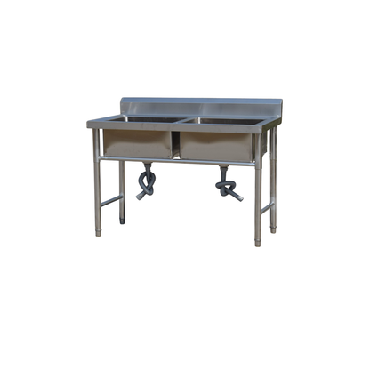 Plonge Inox Professionnelle Double Bac (2 Cuves) – 100 X 60 cm
