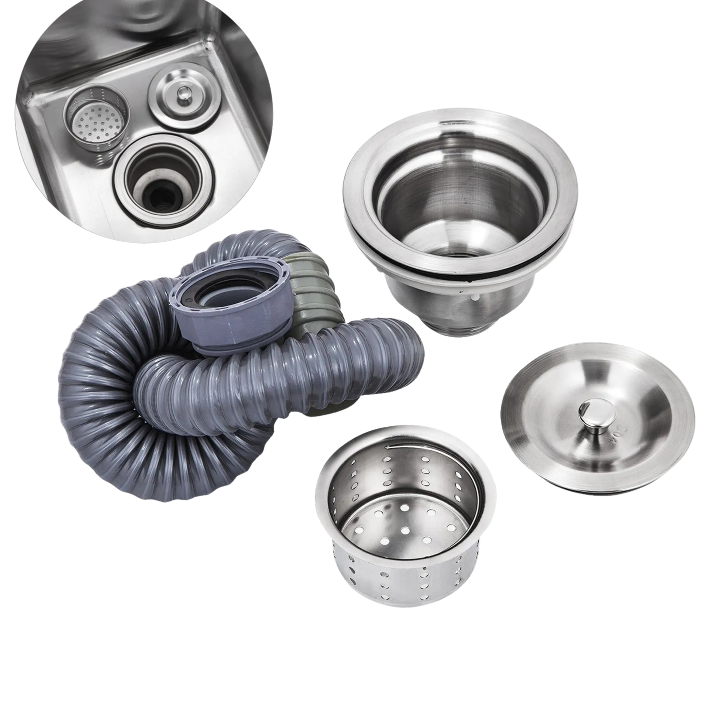 Plonge Inox Professionnelle Double Bac (2 Cuves) – 100 X 60 cm