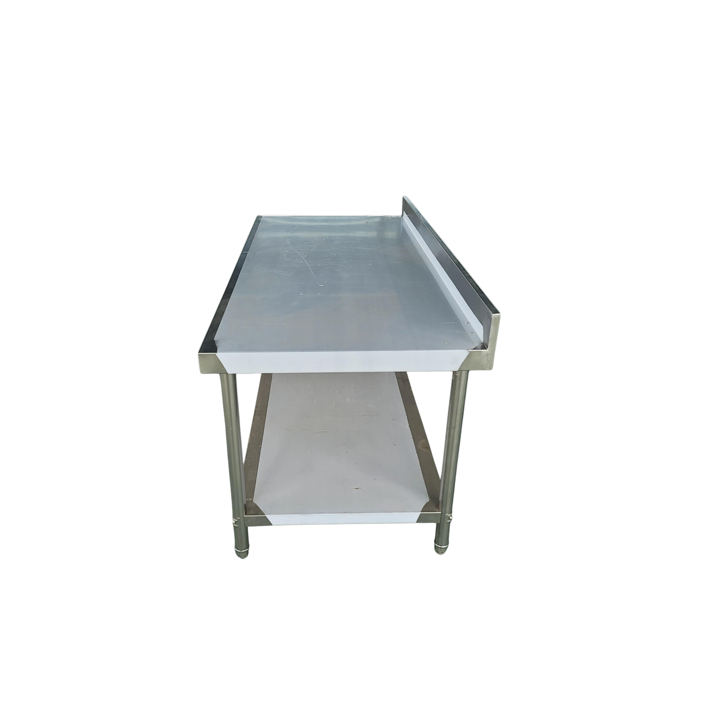 Table de travail Inox Professionnelle avec Dosseret et Étagère Basse 180 x 70 x 85 cm (+ dosseret de 10 cm)