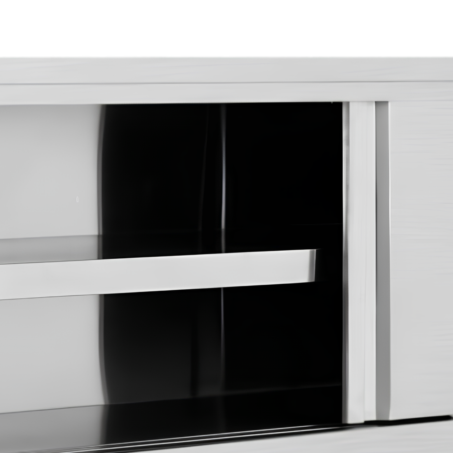Armoire Haute Suspendue en Inox avec Portes Coulissantes 120 CM