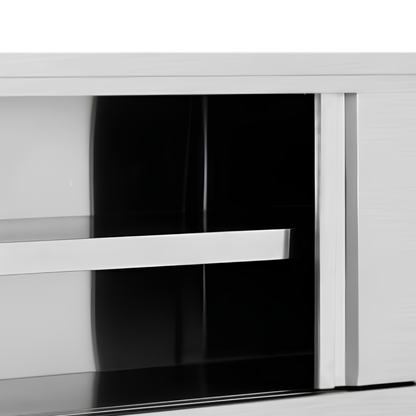 Armoire Haute Suspendue en Inox avec Portes Coulissantes 120 CM