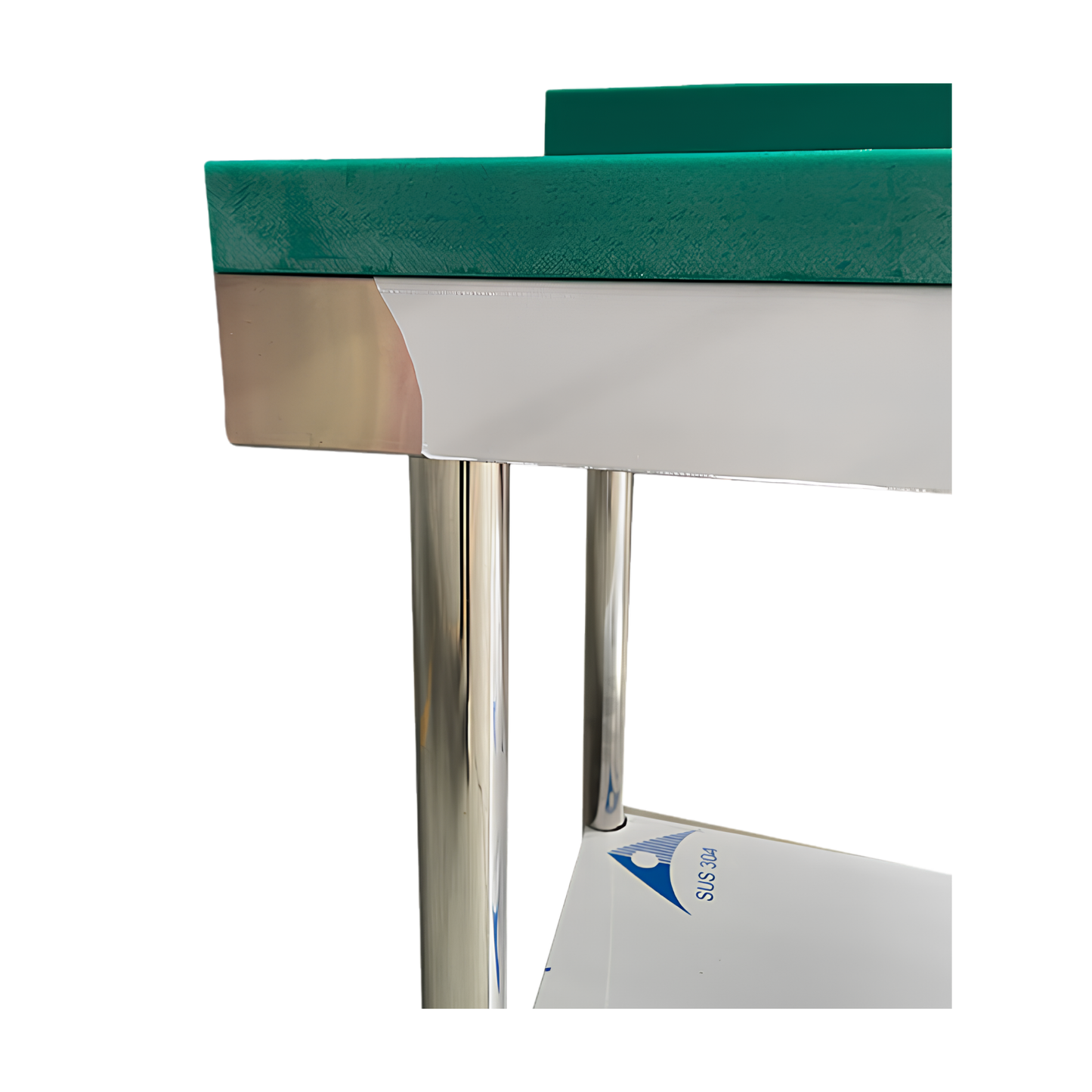 Table de Découpe Professionnelle Inox avec Plaque PE Épaisse vert (Billot CHR) 120 x 80 x 80 cm