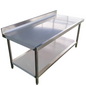 Table de travail Inox Professionnelle avec Dosseret et Étagère Basse 180 x 70 x 85 cm (+ dosseret de 10 cm)