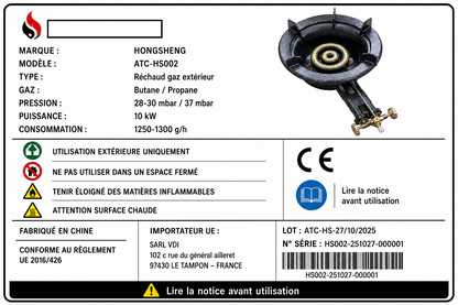 Réchaud à Gaz Extérieur en Fonte Haute Puissance 10 kW – Avec Sécurité Thermocouple