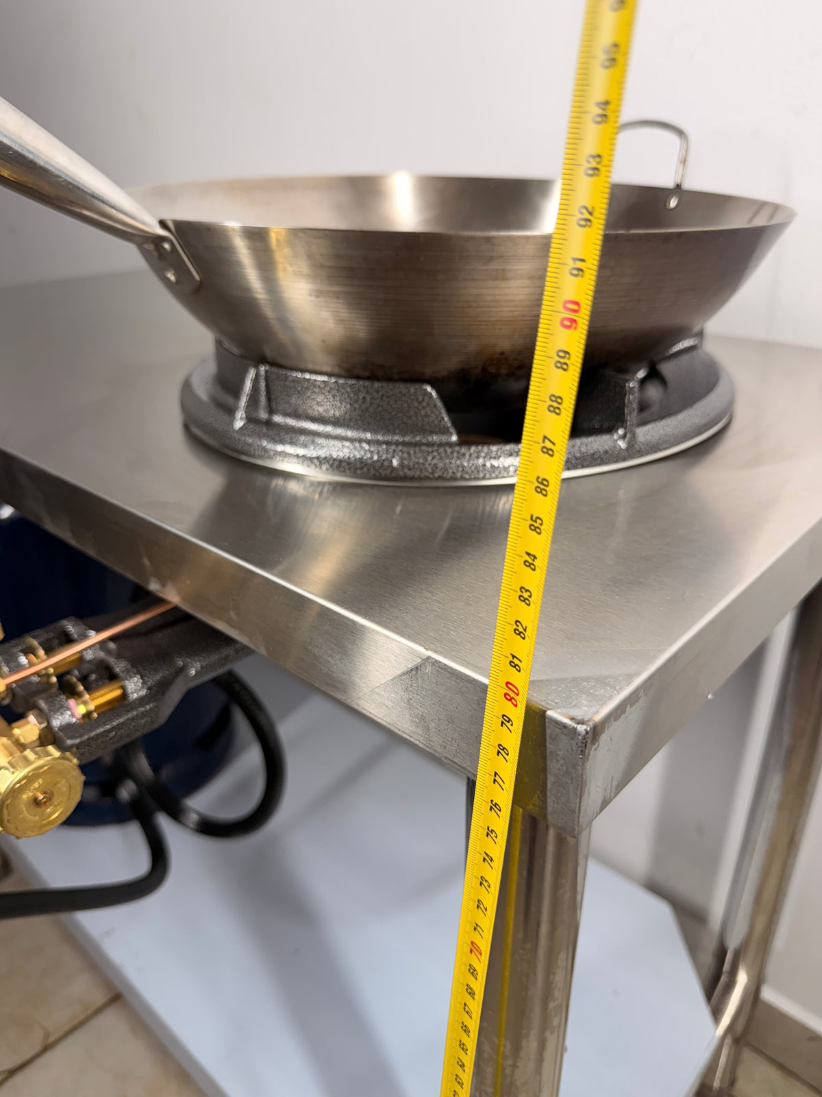 Table Inox avec Gros Feu Chinois Encastré 15 kW + Kit Complet (Tuyau & Détendeur